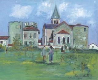Maurice Utrillo - Eglise d\'Ambérieux-en-Dombes (Ain)