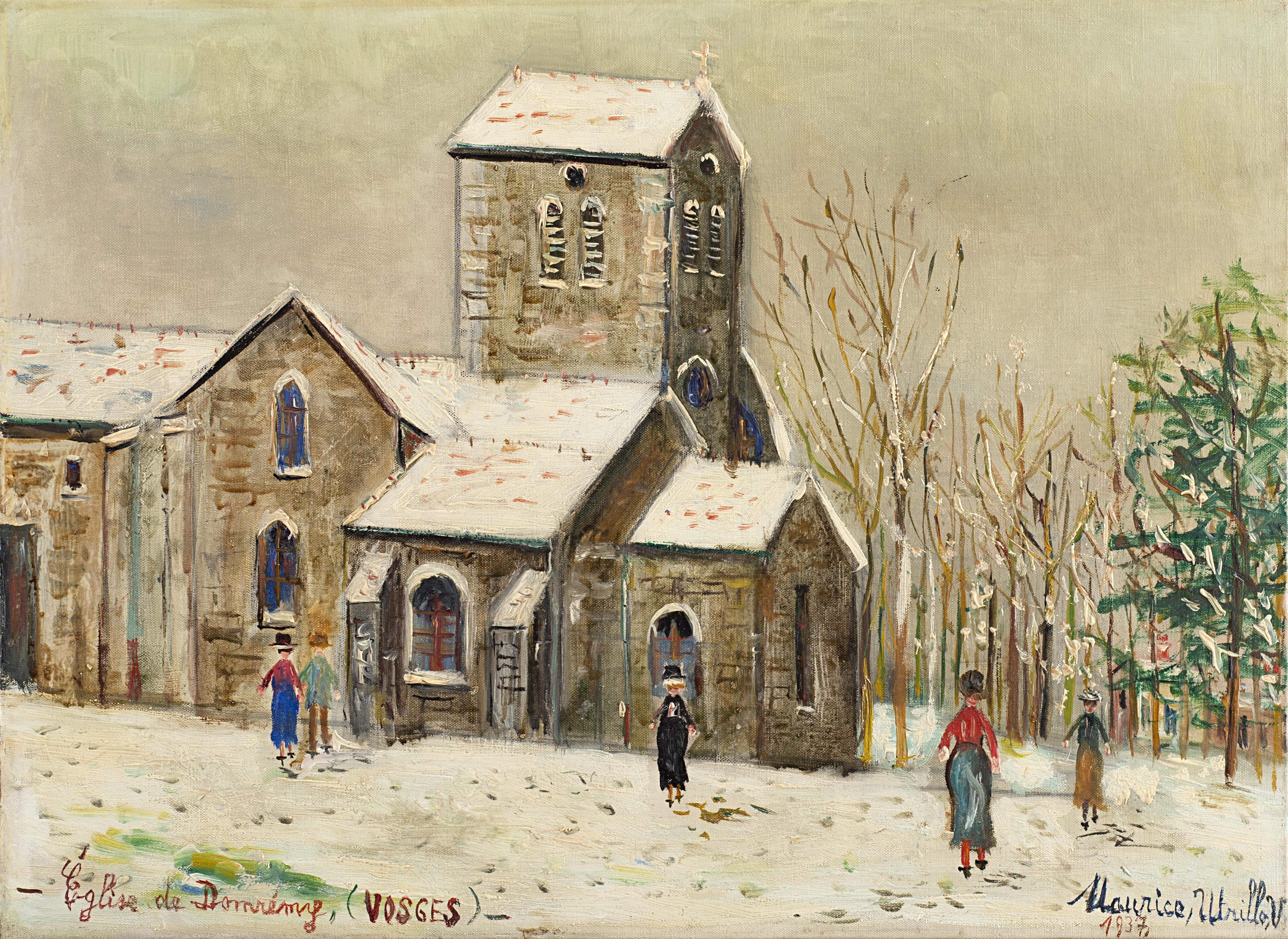 Maurice Utrillo - Eglise Saint-Remy sous la neige, Domrémy-la-Pucelle (Vosges)