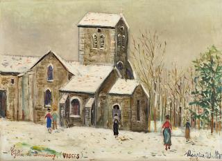 Maurice Utrillo - Eglise Saint-Remy sous la neige, Domrémy-la-Pucelle (Vosges)