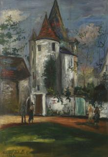 Maurice Utrillo - Figures devant l\'église