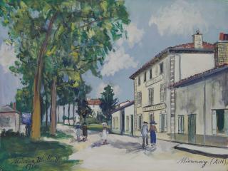 Maurice Utrillo - Hôtel du Lion d\'Or, Vue du centre, Mionnay (Ain)