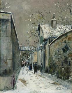 Maurice Utrillo - La Maison De Chaume Sous La Neige, Rue Saint-Vincent À Montmartre