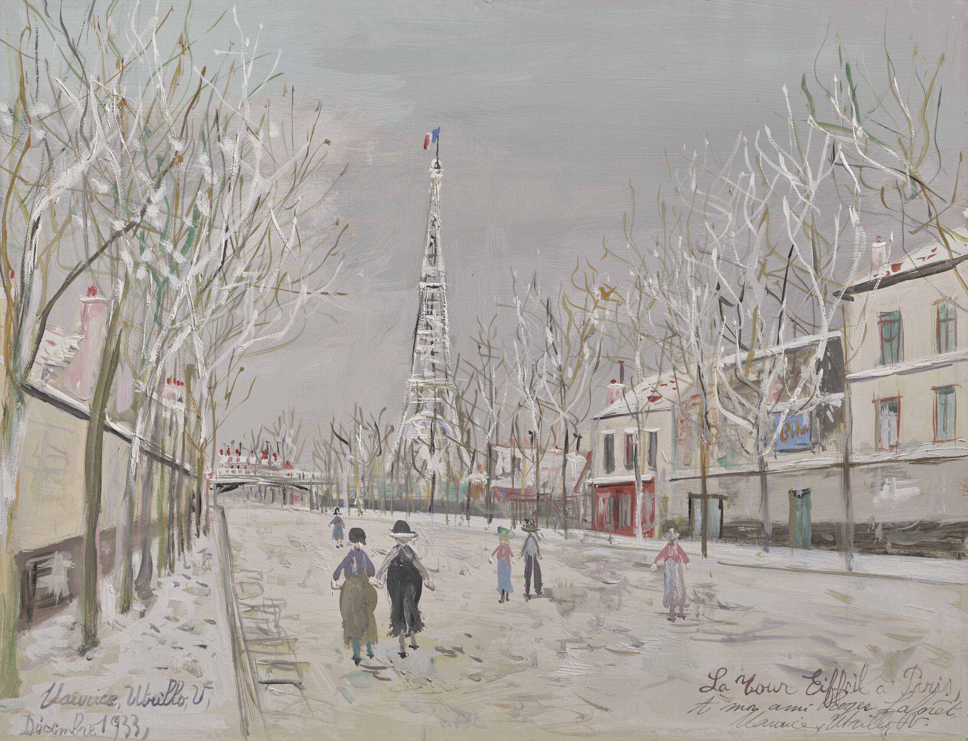 Maurice Utrillo - La Tour Eiffel à Paris sous la neige