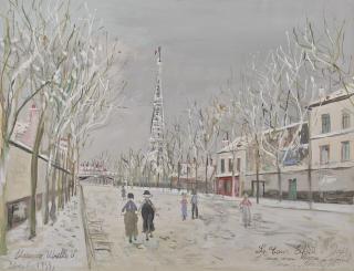 Maurice Utrillo - La Tour Eiffel à Paris sous la neige