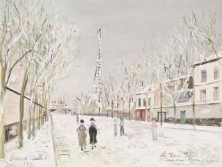 Maurice Utrillo - La Tour Eiffel à Paris sous la neige