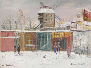 Maurice Utrillo - Le Moulin De La Galette Sous La Neige, Montmartre