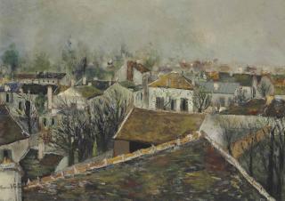 Maurice Utrillo - Les toits à Sarcelles
