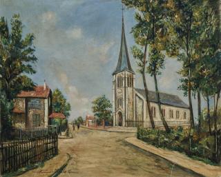 Maurice Utrillo - Paysage de Compiègne, Église Saint-Joseph-aux-Bois