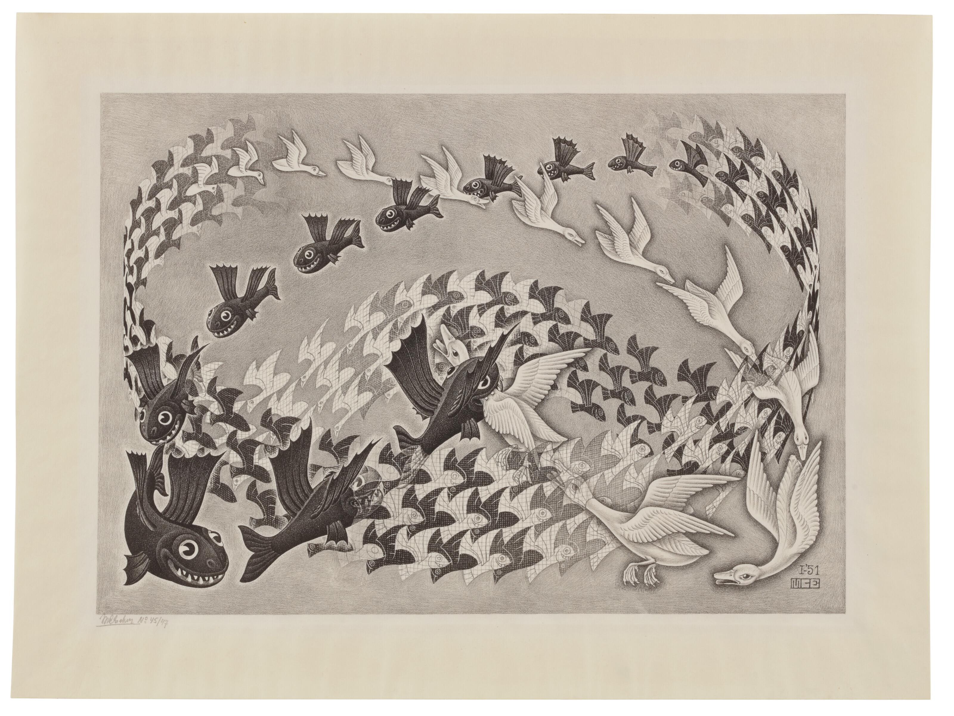 Maurits Cornelis Escher - Predestination (Topsy-Turvy World)