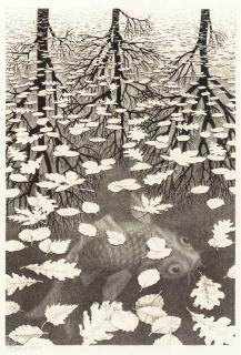 Maurits Cornelis Escher - Three Worlds (B. 405)
