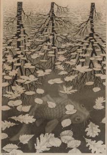 Maurits Cornelis Escher - Three worlds (Drie werelden) (Bool 405)