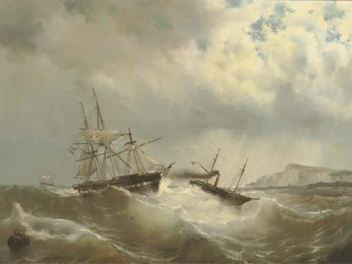 Maurits Frederik Hendrik de Haas - A tug-boat rescuing a Dutch frigate in distress