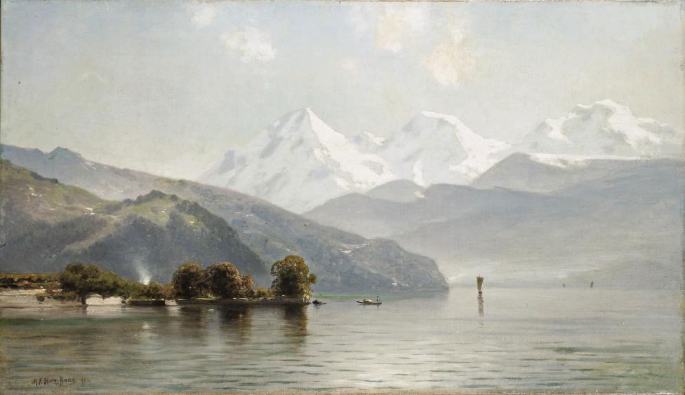 Mauritz Frederick Hendrick De Haas - A view of the Thunersee with the mountains Eiger, Mönch and Jungfrau beyond, Switzerland