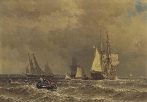 Mauritz Frederick Hendrick De Haas - Dutch fishing craft off the coast