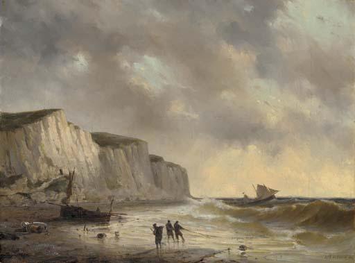 Mauritz Frederik Hendrik De Haas - Fisherfolk by the coast