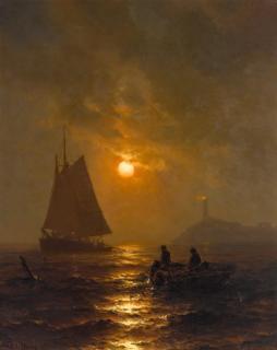 Mauritz Frederik Hendrik De Haas - Nocturne with lighthouse