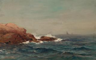 Mauritz Frederik Hendrik De Haas - Seascape With Boats in the Distance 14 x 23 in. framed 21 3/4 x 30 3/4 in.