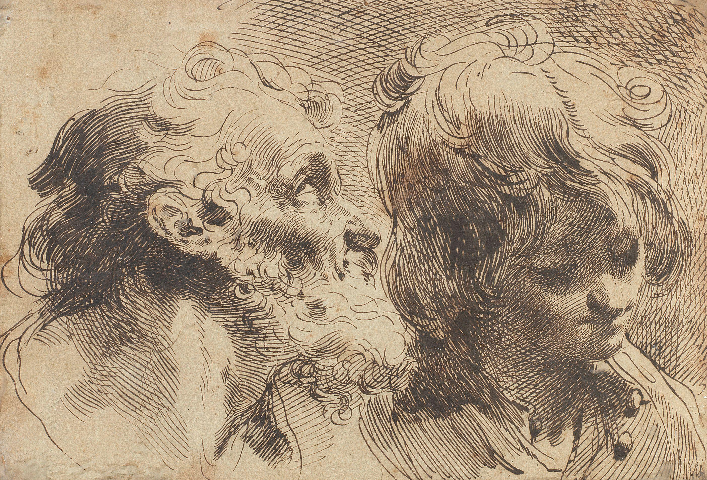 Mauro Gandolfi - Head studies of an old man and a young boy