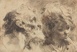 Mauro Gandolfi - Head studies of an old man and a young boy