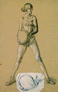 Max Ackermann - Weiblicher Akt mit Ball