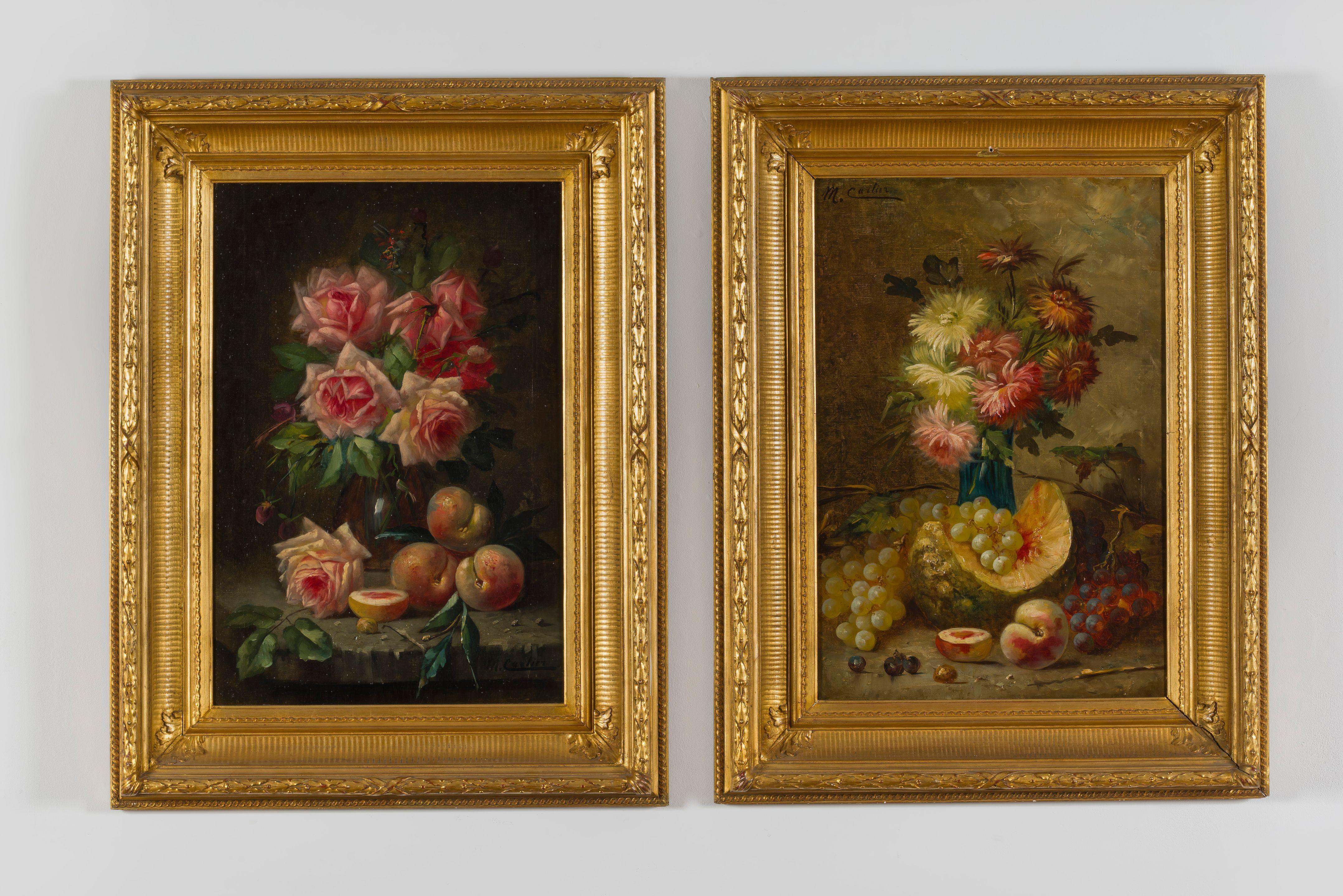 Max Albert Carlier - Natures mortes aux fruits et aux fleurs
