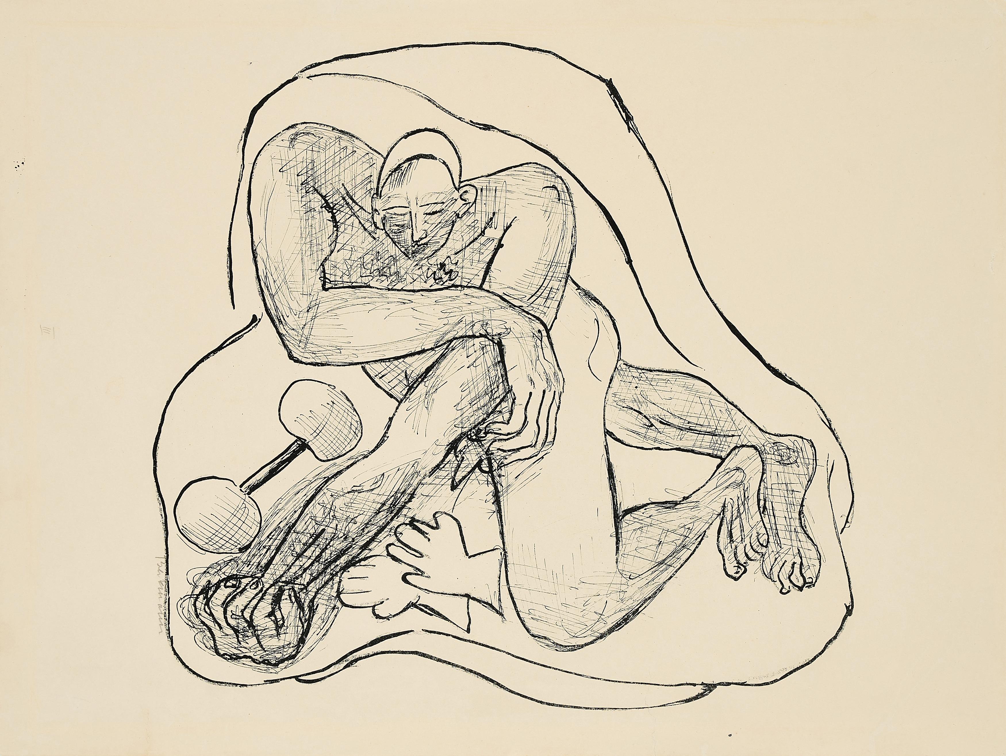 Max Beckmann - Blatt III. Sleeping Athlete (Aus: Day and Dream).