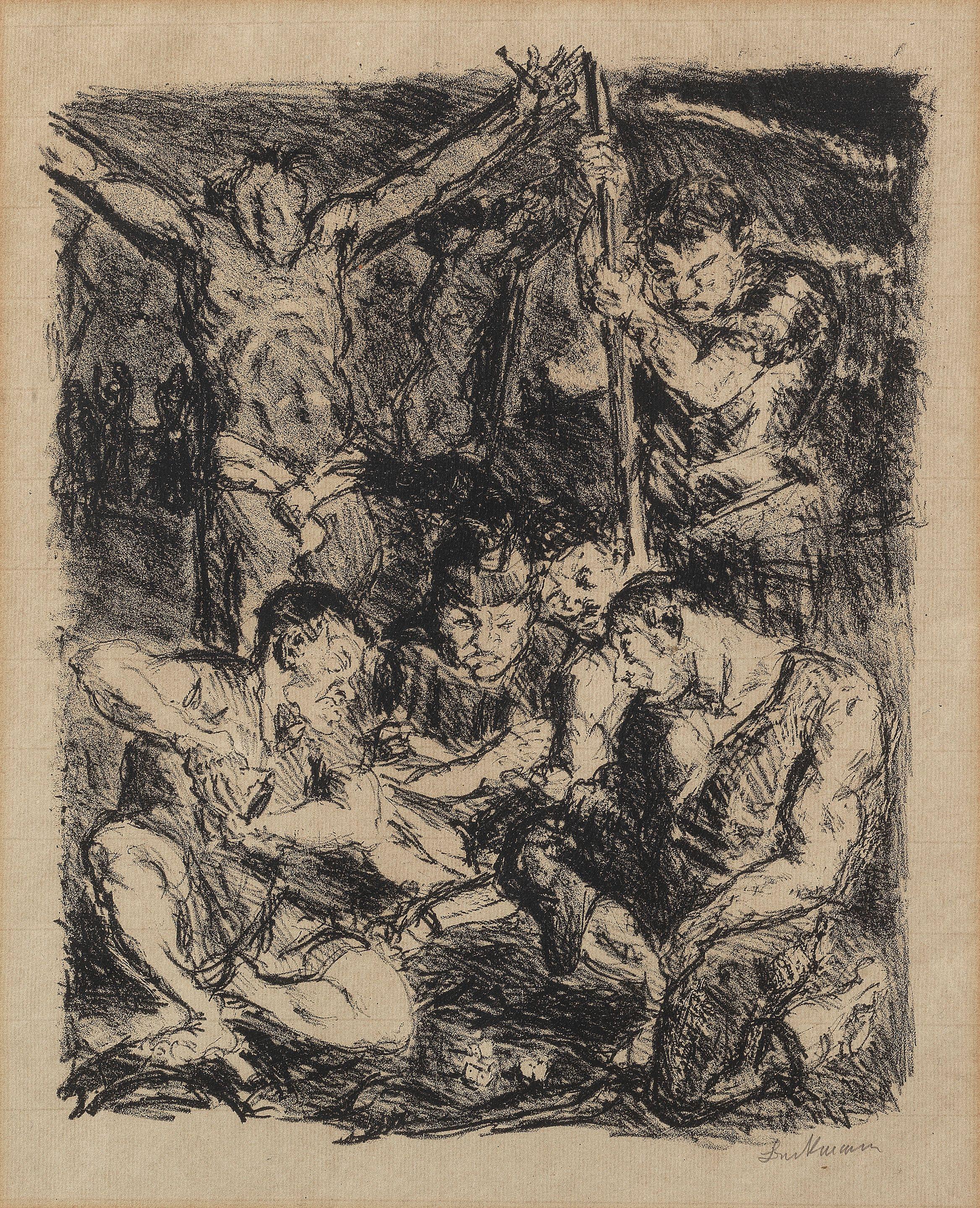 Max Beckmann - Die Würfler unter dem Kreuz from Sechs Lithographien zum Neuen Testament