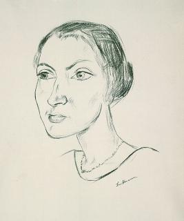 Max Beckmann - Frauenkopf mit Halskette (Frau Parcus)