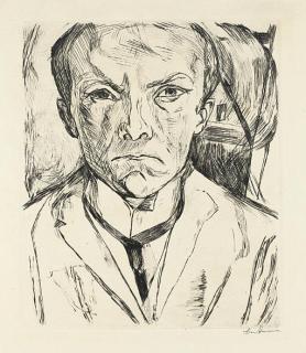 Max Beckmann - Frontal Self-Portrait With House Gable In Background (Hofmaier 125 II B.A.)