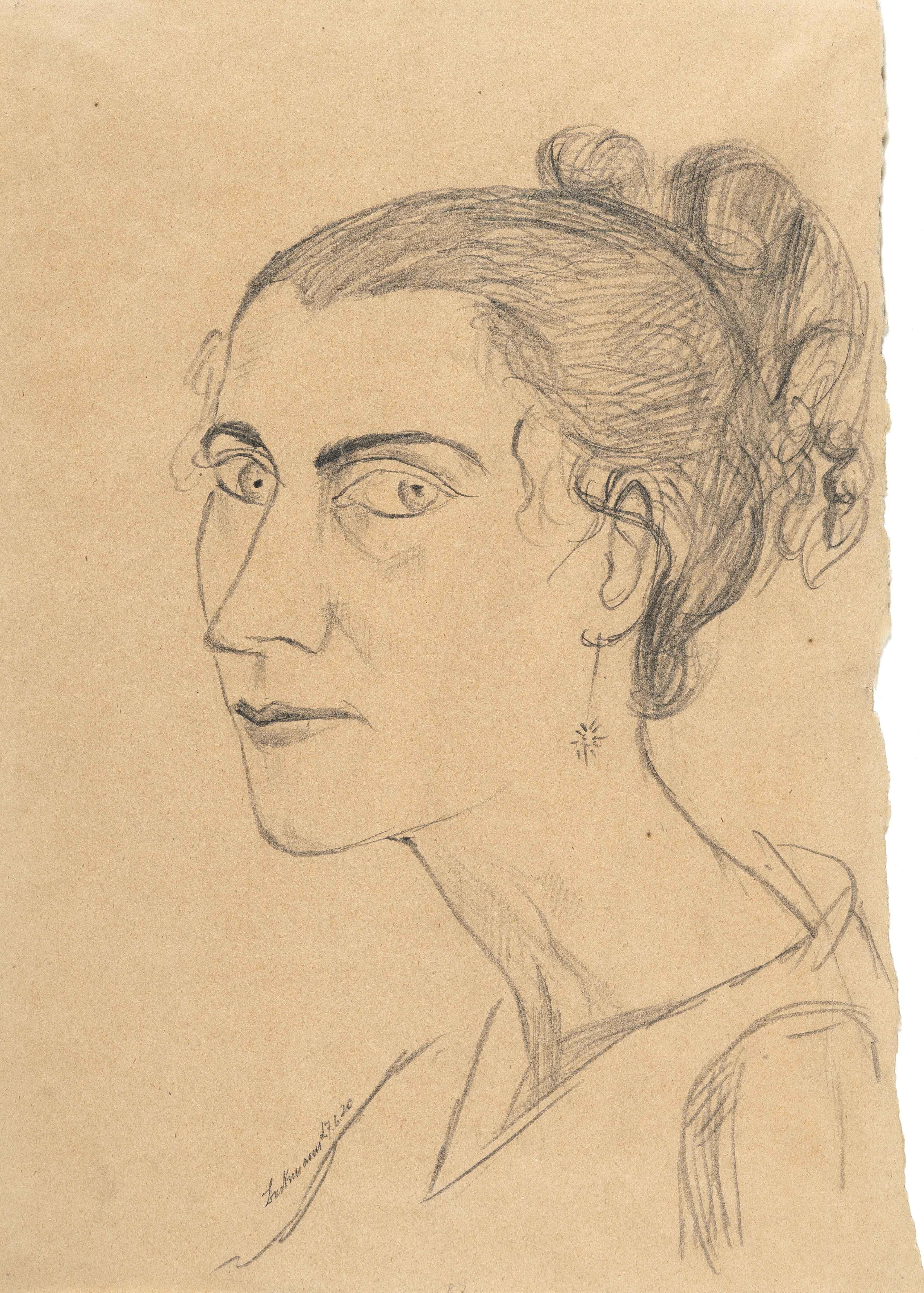 Max Beckmann - Porträt einer Frau im Halbprofil nach links