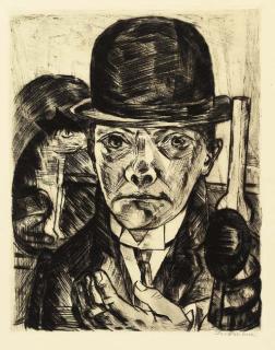Max Beckmann - Selbstbildnis mit steifem Hut (Hofmaier 180 IIIA; Gallwitz; Glaser 157)