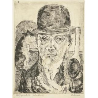 Max Beckmann - Selbstbildnis Mit Steifem Hut (Self-Portrait In Bowler Hat) (Hofmaier 190)