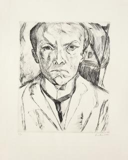 Max Beckmann - Selbstbildnis Von Vorn, Im Hintergrund Hausgiebel