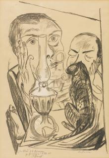 Max Beckmann - Self-Portrait With Cat And Lamp (Hofmaier 162)