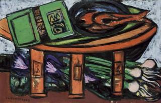 Max Beckmann - Stilleben Mit Grünem Buch Und Rettichen