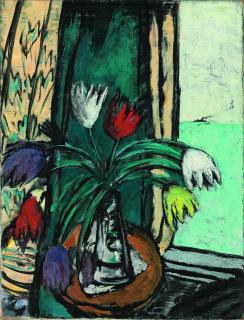 Max Beckmann - Stilleben mit Tulpen und Ausblick aufs Meer