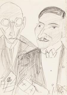 Max Beckmann - Two Gentlemen With Playing Cards At The Casino In Baden-Baden (Zwei Herren Mit Spielkarten In Baden-Baden)