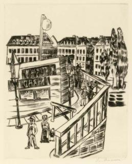 Max Beckmann - Wooden Bridge (Holzbrücke), Plate 10 From Die Zweite Jahresgabe Des Kreises Graphischer Künstler Und Sammler (H. 242)