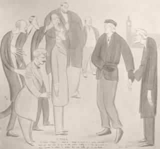 Max Beerbohm - ‘A Solution’ (‘Mr Arthur Balfour: “...And So – Though Of Course It Is Quite Possible That You Are None Of You At All Restive Really – I Have Prevailed On Dear Gerald To Return To Public Life And Lead You In My Stead.”’)