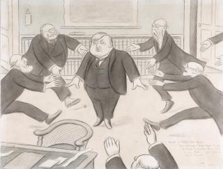 Max Beerbohm - ‘Evenings In Printing House Square’ (‘Lord Northcliffe: “Help! Again I Feel The Demons Of Sensationalism Rising In Me. Hold Me Fast! Curb Me, If You Love Me!”’)
