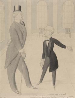 Max Beerbohm - ‘...Giving Place To The New’ (‘Lord Lansdowne (To Mr Gordon Selfridge): “Statuary, Sir? Majolica, Paintings In Oil, All The Latest Eighteenth-Century Books – This Way.”’)