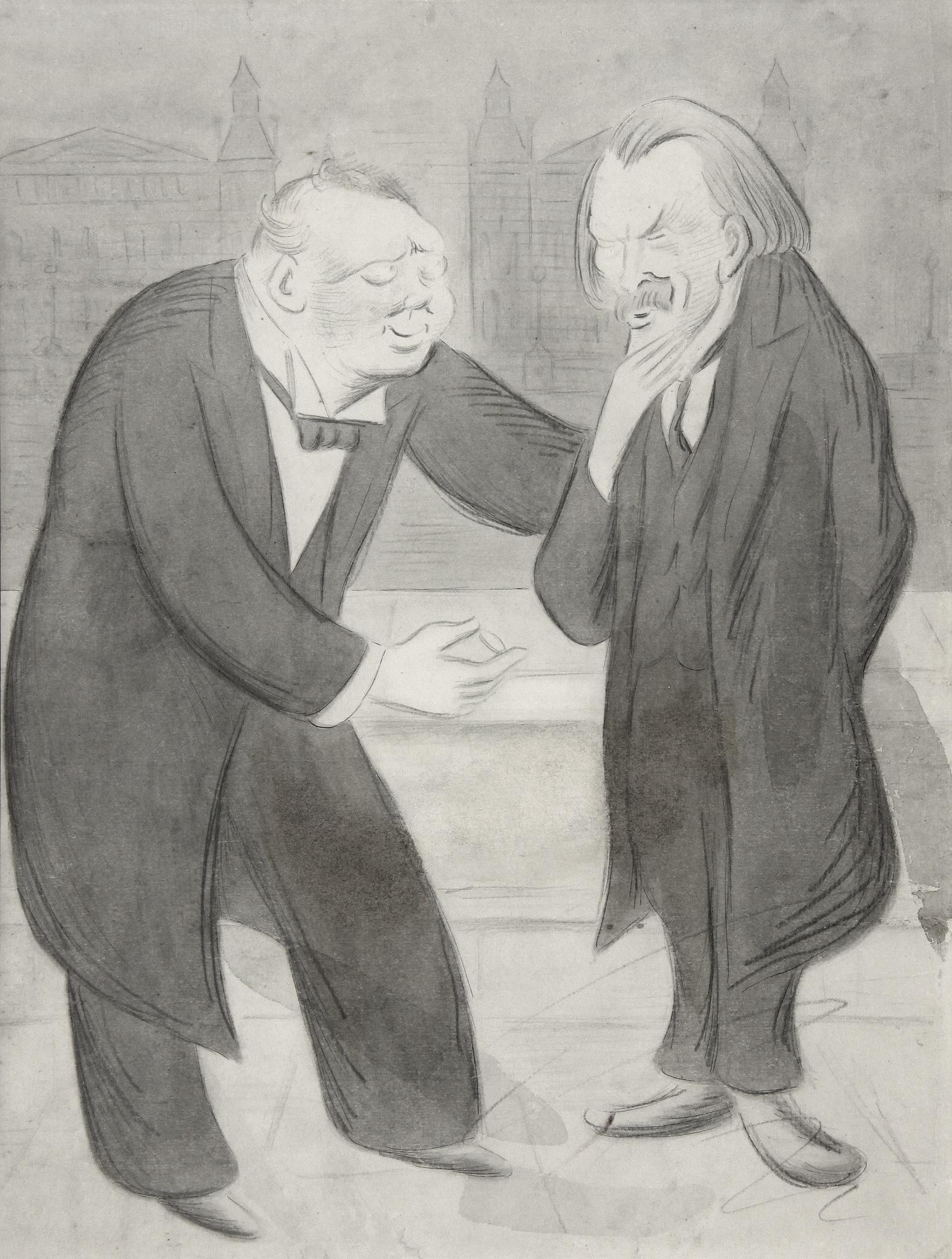 Max Beerbohm - The Succession (‘Mr Churchill: “Come, Suppose We Toss For It, Davey.” | Mr Lloyd George: “Ah But, Winsie, Would Either Of Us As Loser Abide By The Result?”’)