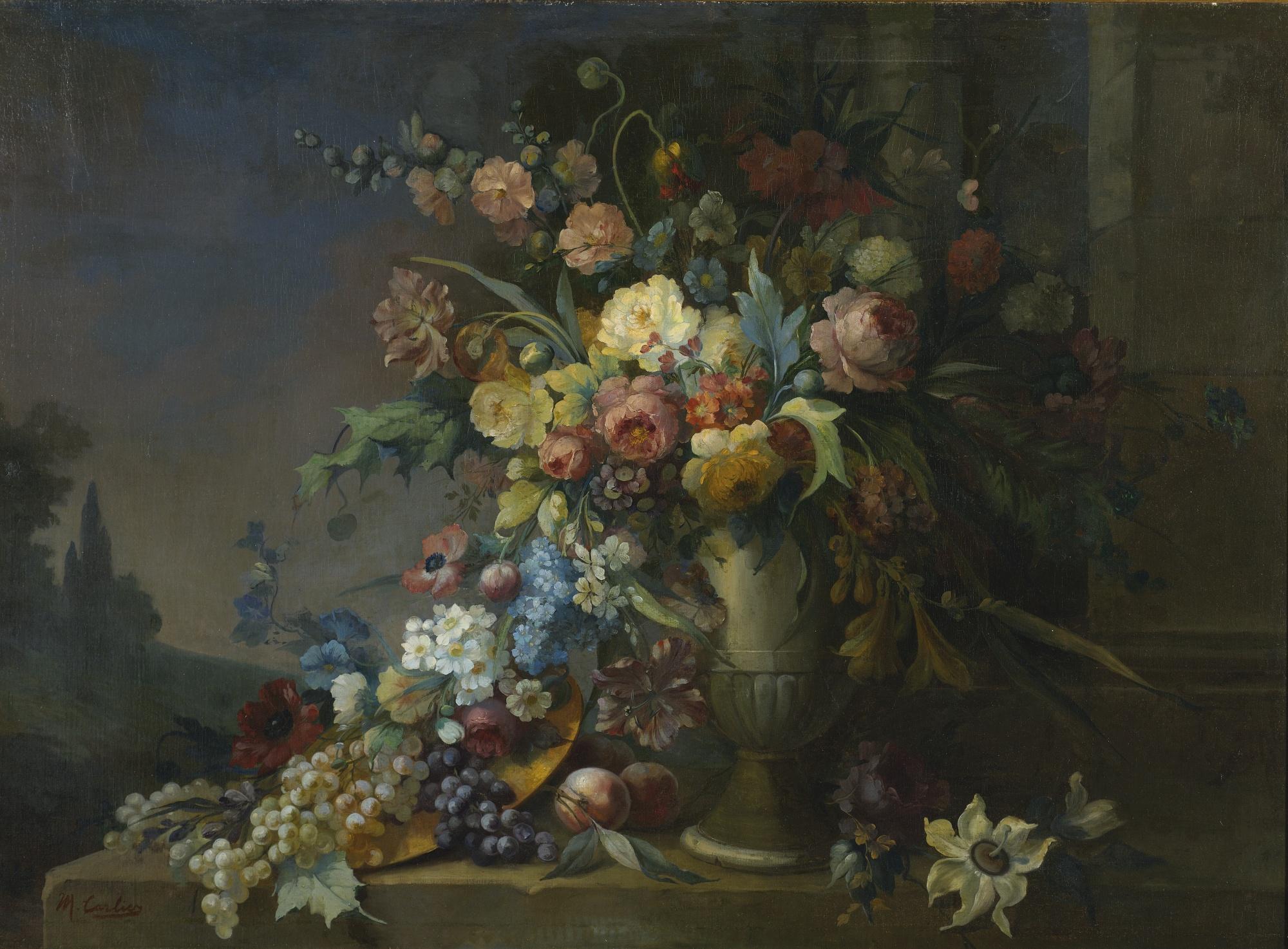 Max Carlier - Still Life With Flowers And Fruit