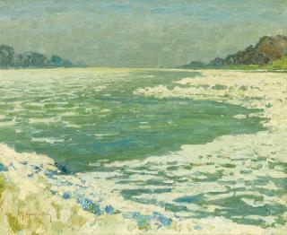 Max Clarenbach - Am Ufer des Rheins bei Wittlaer.