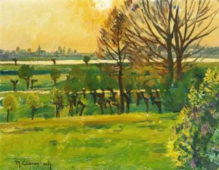 Max Clarenbach - Blick über die Rheinuferwiesen bei Wittlaer