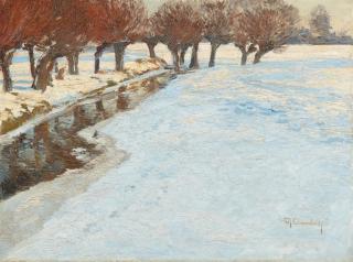 Max Clarenbach - Verschneite Winterlandschaft mit Kopfweiden