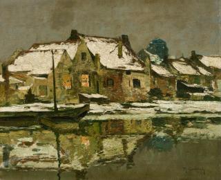 Max Clarenbach - Winterabend an der Erft