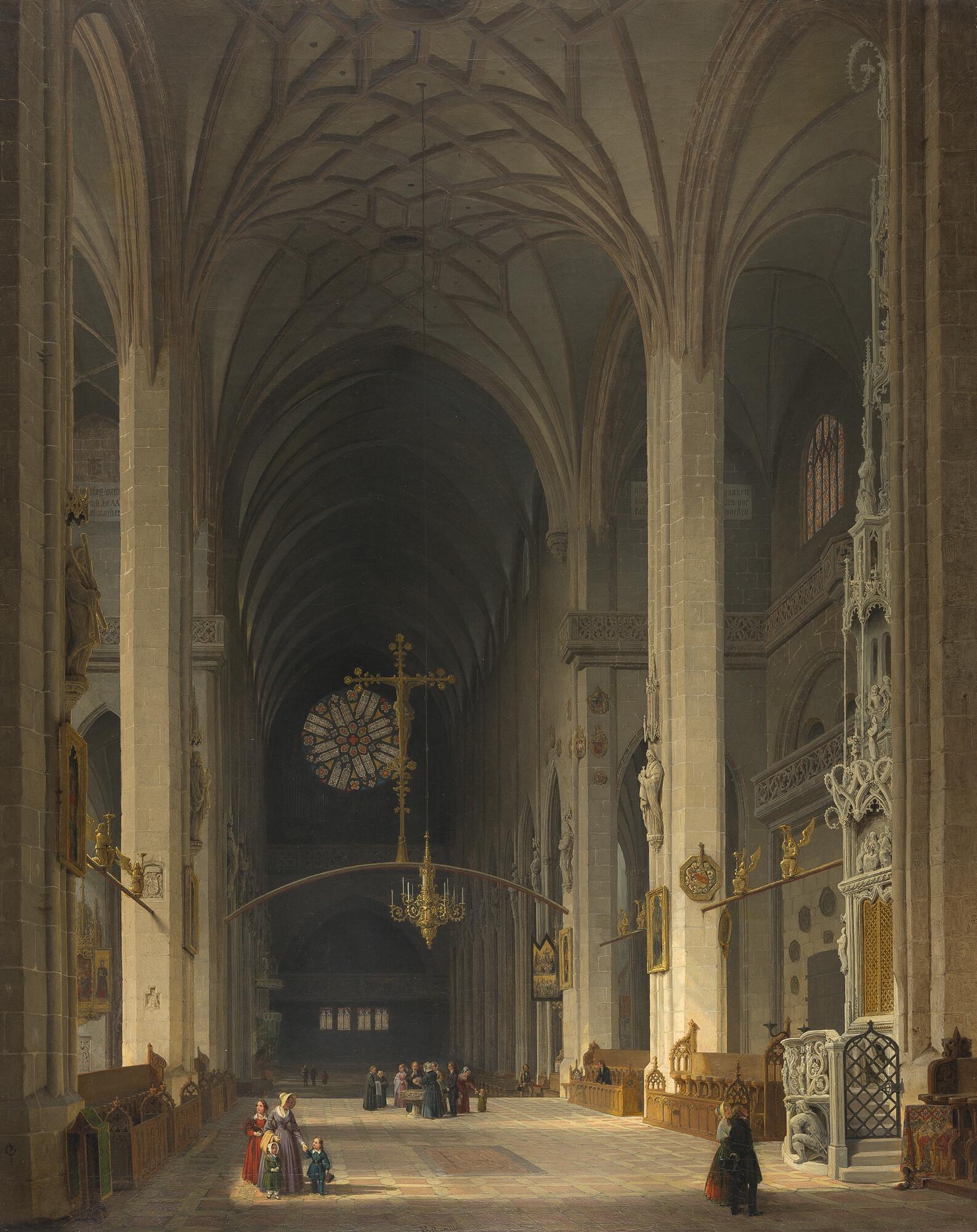 Max Emanuel Ainmiller - Chor und Sakramentshaus der Nürnberger Lorenzkirche, nach Westen