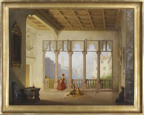 Max Emanuel Ainmiller - Venezianisches Interieur mit Ausblick auf Campanile und Dogenpalast