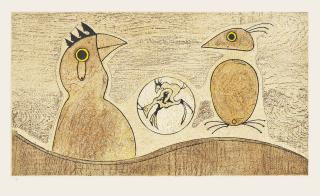 Max Ernst - Deux Oiseaux (Ochre) & Deux Oiseaux (Blue)